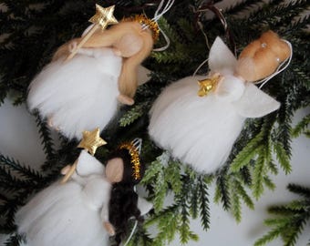 Needle Felted Christmas Angels - Soft Wool Sculpture
