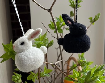 Adorno de conejito de Pascua - Decoración colgante de fieltro para árbol - Decoración de conejo de Pascua