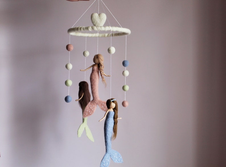 Mermaid Fairy baby crib mobile Mermaid fairy girl Nursery ornament image 1