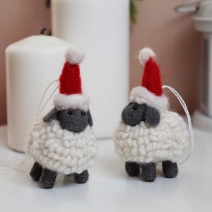 Handmade Wool Felt Sheep Christmas Ornament - Tree Hanging Decoration