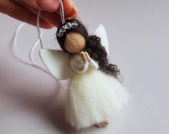 Wool Angel Ornament with Praying Gesture, Christmas Decor, Perfect Gift