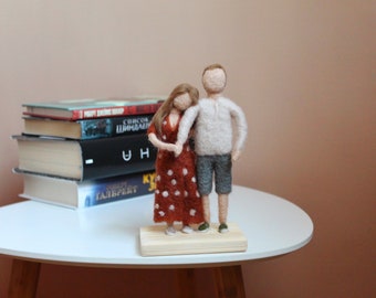 Needle felted figures portrait Anniversary gift Personalized gift Love story statue