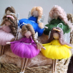 Spring Fairy Felt Ornaments Set - Soft Pastel Colors - Miniature Fairy Decor