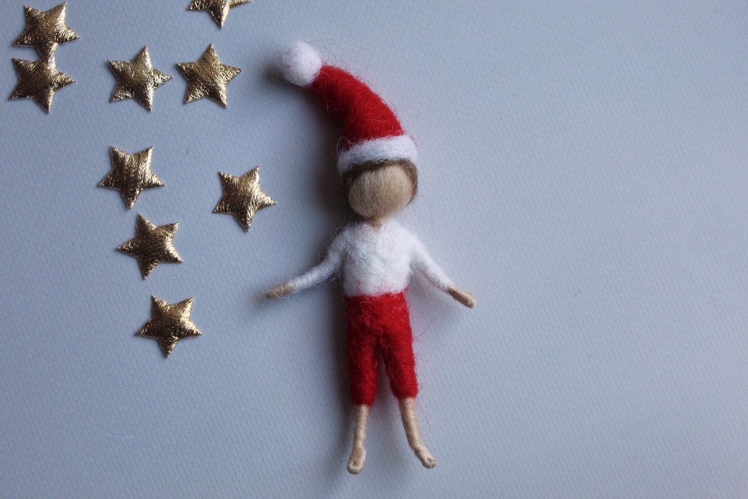 Needle Felted Santa Boy Christmas Tree Ornaments Etsy