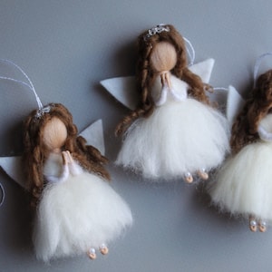 Needle felted tiny angels Soft sculpture Angel decor Wool angel