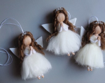 Needle felted tiny angels Soft sculpture Angel decor Wool angel