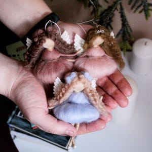 Calming Fairy Decor in Soft Pastel Colors - Felt Fairy Ornaments Collection