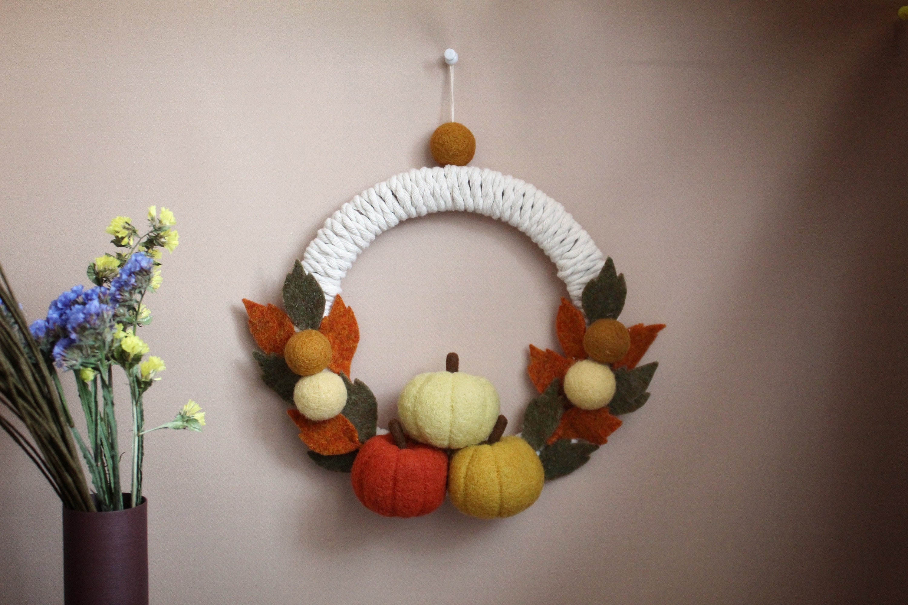 Fall Wreath Bucilla Felt Home Decor Kit 86831, Pumpkin, Acorns, Oak Leaves  