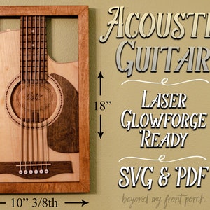 Acoustic Guitar - SVG laser cut files - voor Glowforge & Laser Cutters - Music Collection