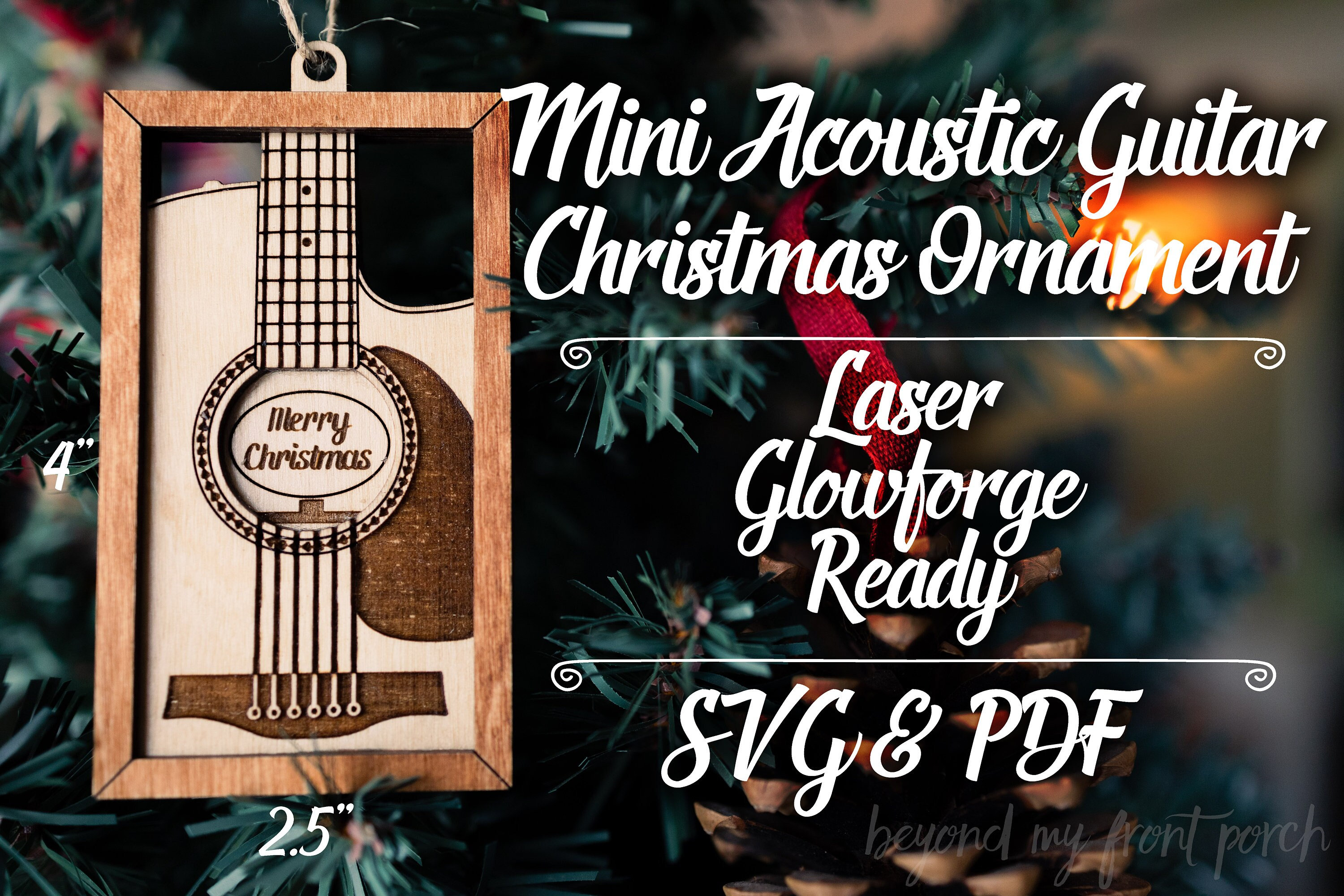 Mini Acoustic Guitar Christmas Ornament SVG laser cut Etsy Nederland