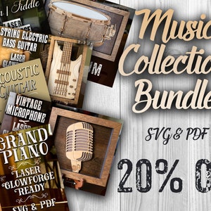 Muziekcollectiebundel (20% KORTING) - SVG lasercut bestanden - voor Glowforge & Laser Cutters
