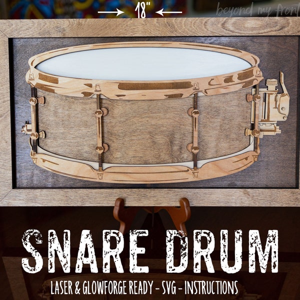 Snare Drum - fichiers découpés au laser SVG - pour Glowforge & Laser Cutters - Music Collection