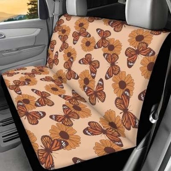 Boho Butterfly Sunflower 2 Piece Back Seat Cover for Foldable Detachable  Seats Womens Car Accessories Aesthetic Car Back Seat Covers 