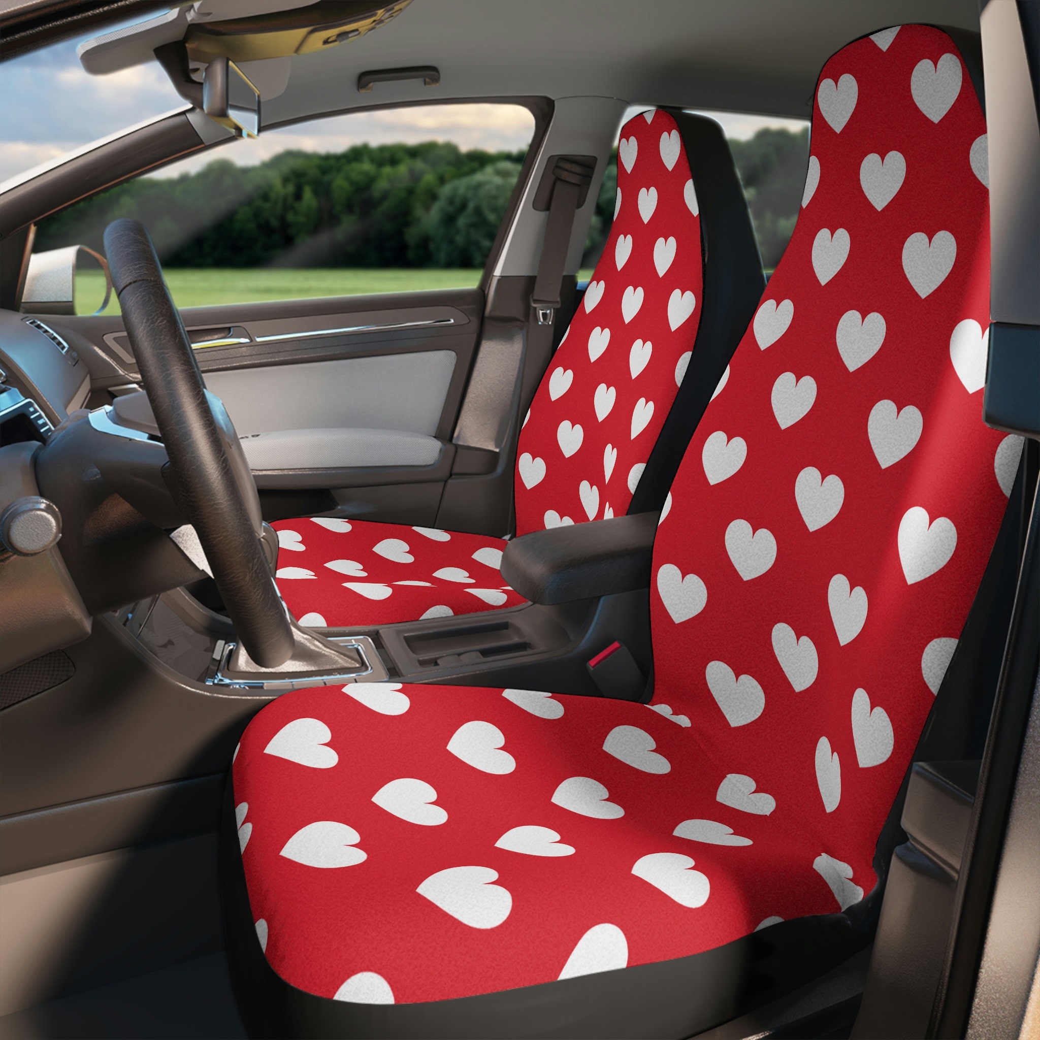 Discover Red Hearts Car Seat Covers | Kawaii Pink Heats Car Accessories | Valentines Pink Car Seat Covers