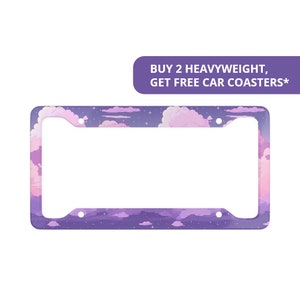 Cloudy Purple Sunset Aesthetic License Plate Frame