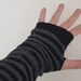 Striped Gray Black Fingerless Gloves 