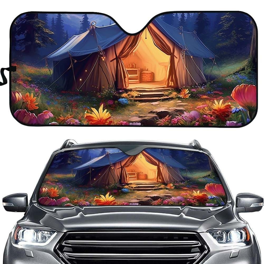 Green Gingham Picnic Peaches Sunshade for Windshield 