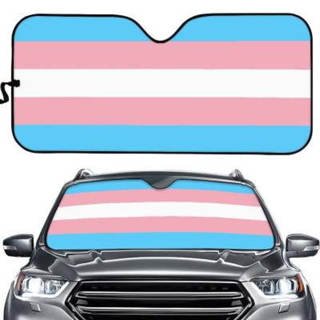 LGBT Trans Pride Sunshade for Windshield Rainbow Bi Pan Trans Ace Car