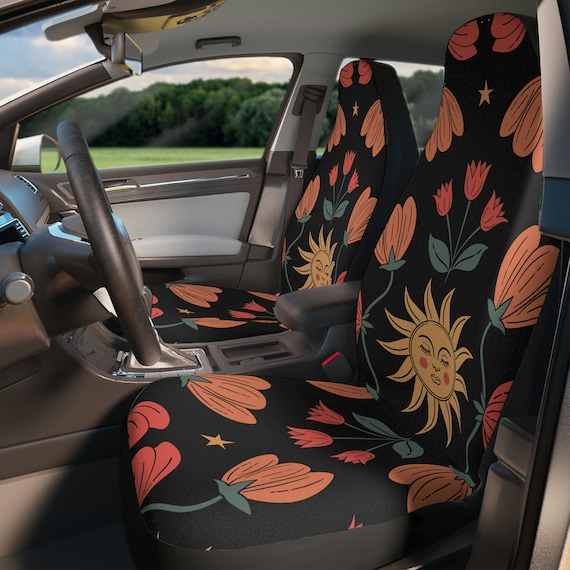 Black Sun Boho Floral Moon Car Seat Covers Cottagecore Car Accessories  Aesthetic Womens Car Accessories Decor Gift for Her 