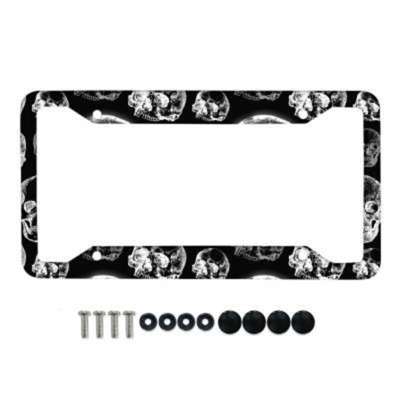 Emo Gothic Metal Skull License Plate Frame Goth Car Etsy