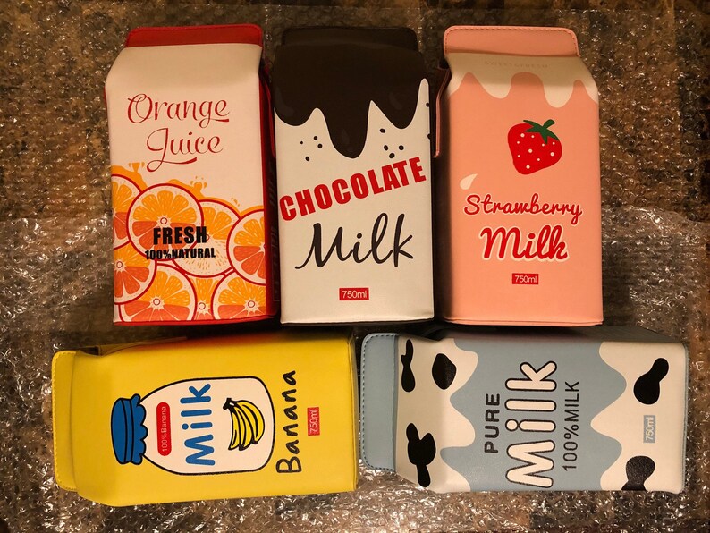 Milk Crossbody Bag Strawberry Milk Bag Milk Carton Purse Etsy