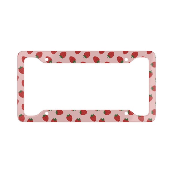 Pink Strawberry License Plate Frame