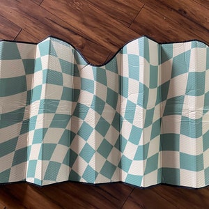 Wavy Green Checkered Sunshade for Windshield | Y2K Car Accessories | Matching Car Accessories