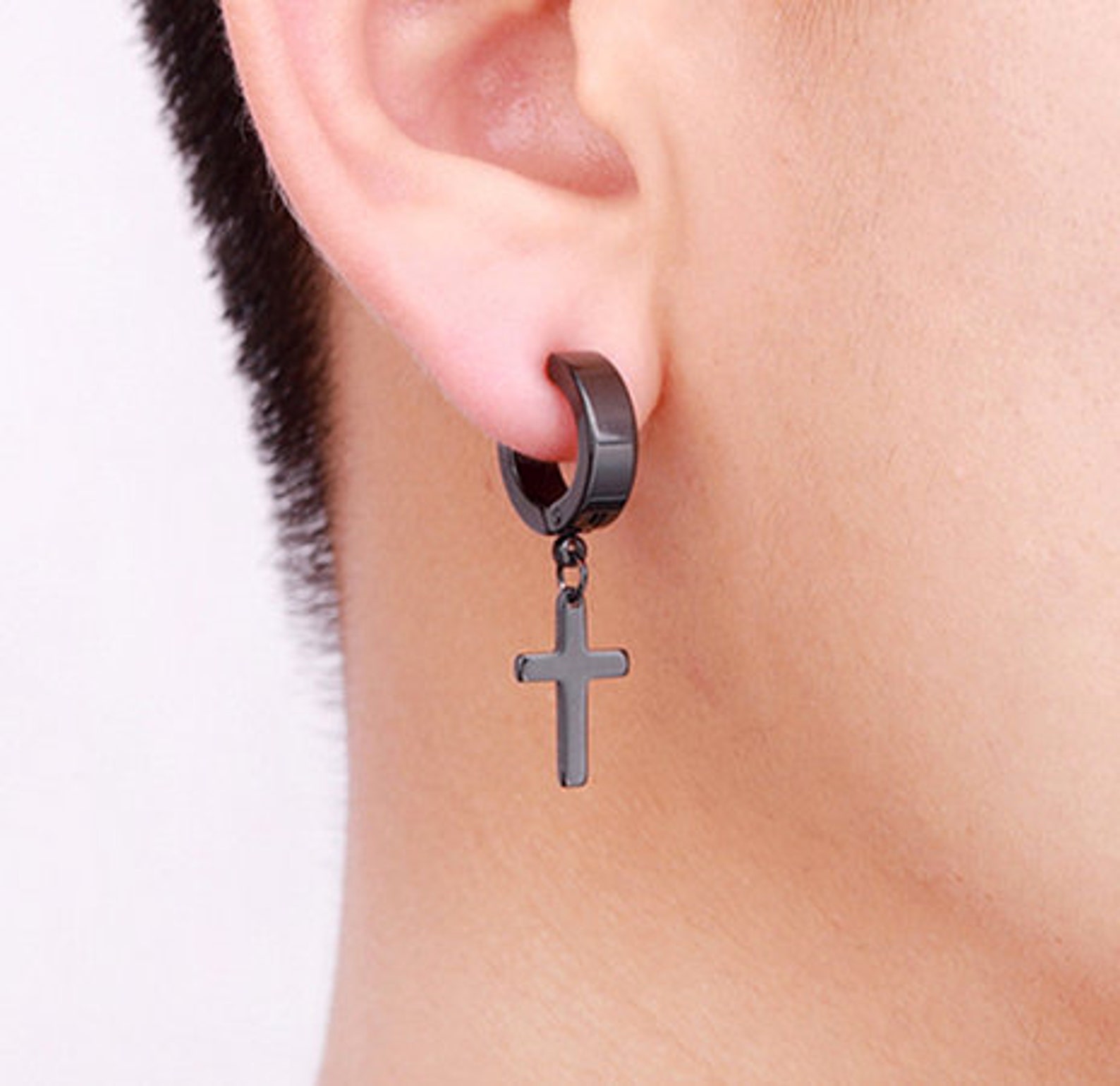 Silver Dangle Cross Earring Goth Emo Style Edgy Jewelry & Etsy