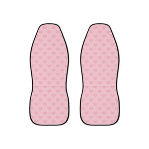 Pink Hearts Car Seat Covers | Kawaii Pink Heats Car Accessories | Pink Aesthetic Car Seat Covers | Universal Fit Set of 2