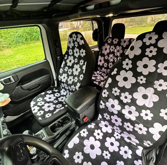 Black Floral Cute Daisy Purple Car Seat Covers Y2K Car Accessories Retro  Groovy Aesthetic Womens Car Accessories Gift for Her 