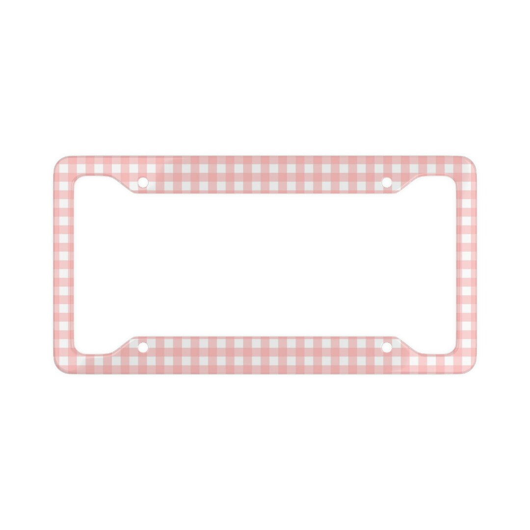 Pink License Frame Pastel Pink Gingham License Plate Frame - Etsy