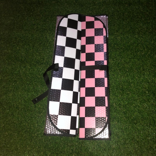 Pink Checkered Sunshade for Windshield | Y2K Car Accessories | Matching Car Accessories   Seat Cover License