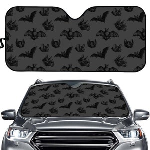 Black Bats Gothic Sunshade for Windshield | Goth Car Accessories | Matching Car Accessories   Seat Cover License