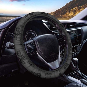 Black Gothic Bats Steering Wheel Cover