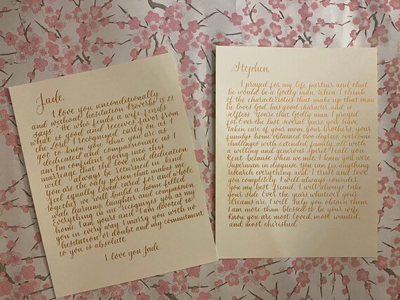 Calligraphy Wedding Vows Etsy