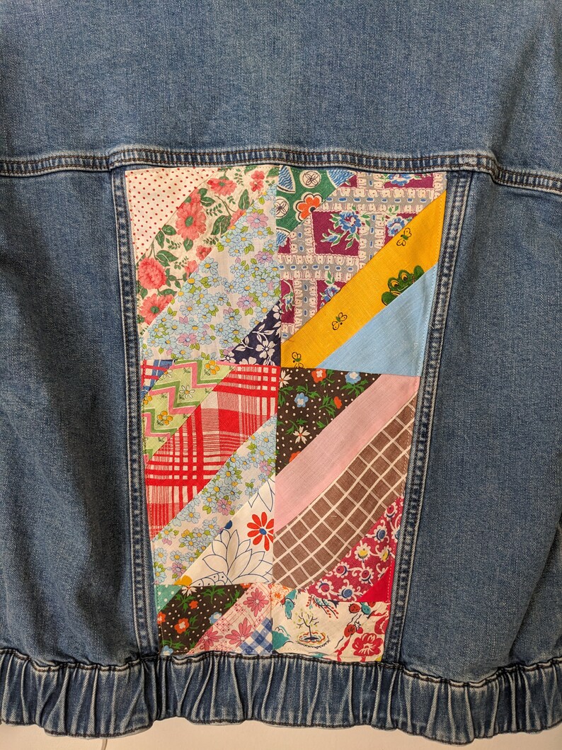 Vintage Quilt Patchwork Upcycled Denim Blazer – Size 10 SOLD