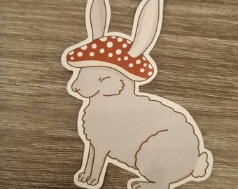 Mushroom bunny stickers, glossy mushroomcore stickers for planners and journals