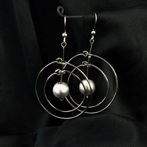 atom earrings - dark silver