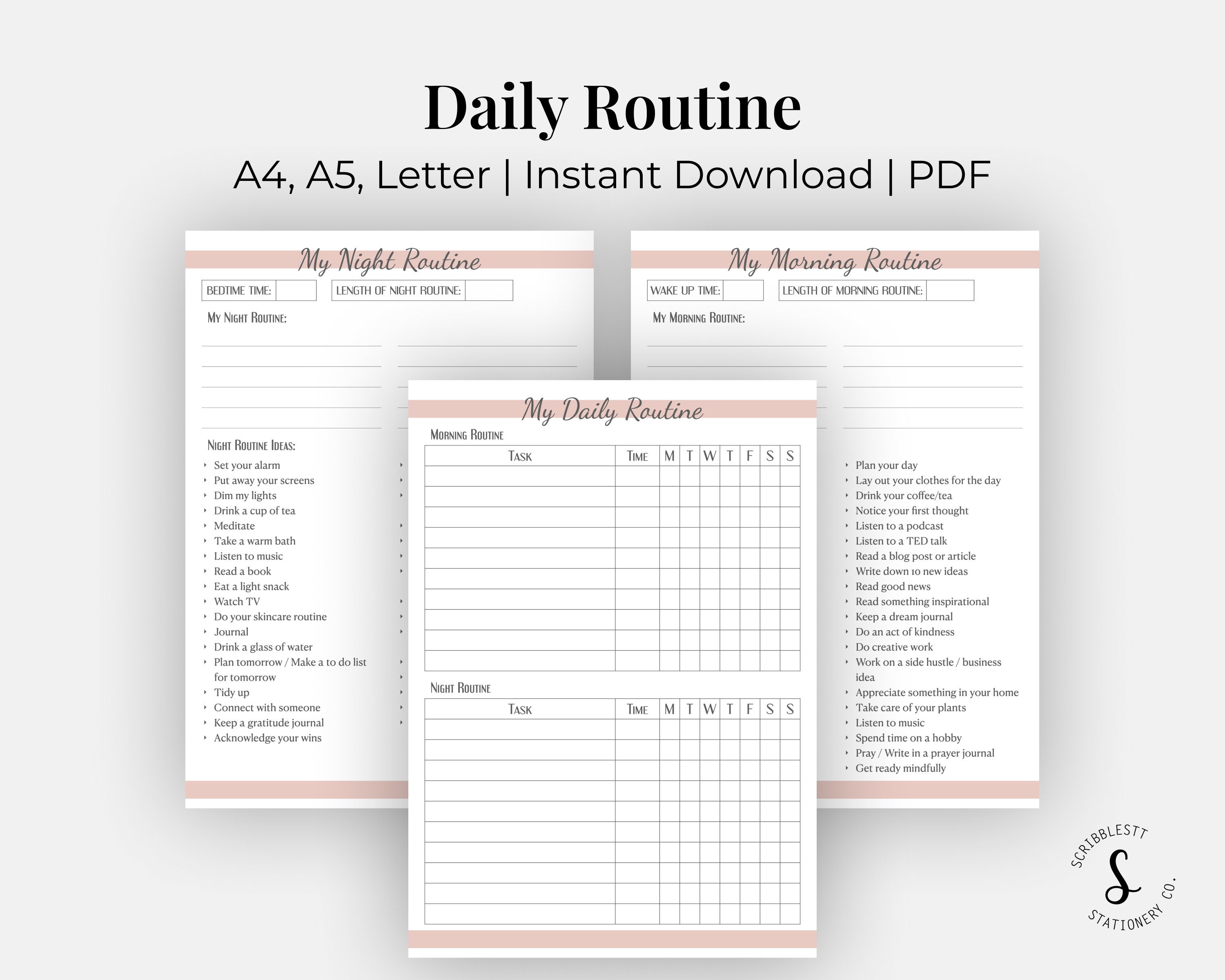 daily routine planner morning routine night routine etsy