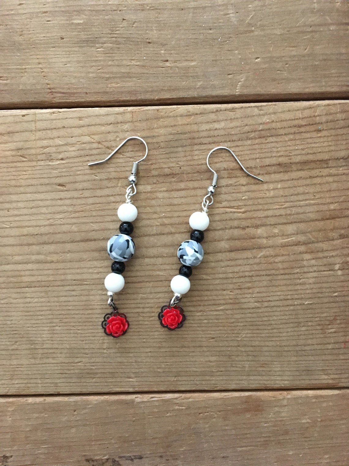 Beaded Flower Earrings | Etsy