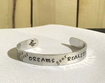 Personalized Metal Stamped Cuff Bracelet, Custom Cuff Bracelet, Hand Stamped Bracelet, Custom Inspirational Bracelet, Encouragement Bracelet