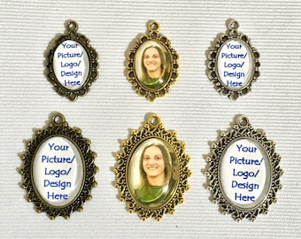 Photo Frame Charm, Memory Photo Charm, Custom Picture Charm, Personalized Photo Charm, Jewelry Making Photo Charm, Custom Photo Cabochon