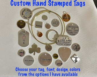 Personalized Metal Stamped Tag, Personalized Metal Stamped Charm, Metal ID Tag, Custom Metal Labels, Pet Collar Tag, Custom Metal Charm