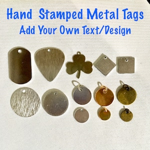 Personalized Metal Stamped Tag, Personalized Metal Stamped Charm, Metal ID Tag, Custom Metal Labels, Pet Collar Tag, Custom Metal Charm