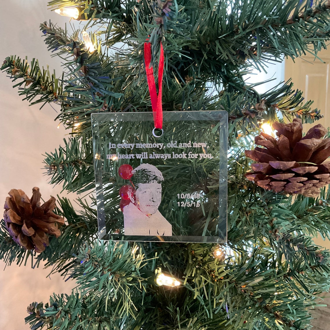 Etched Glass Memorial Ornament Custom Sympathy Gift Etsy