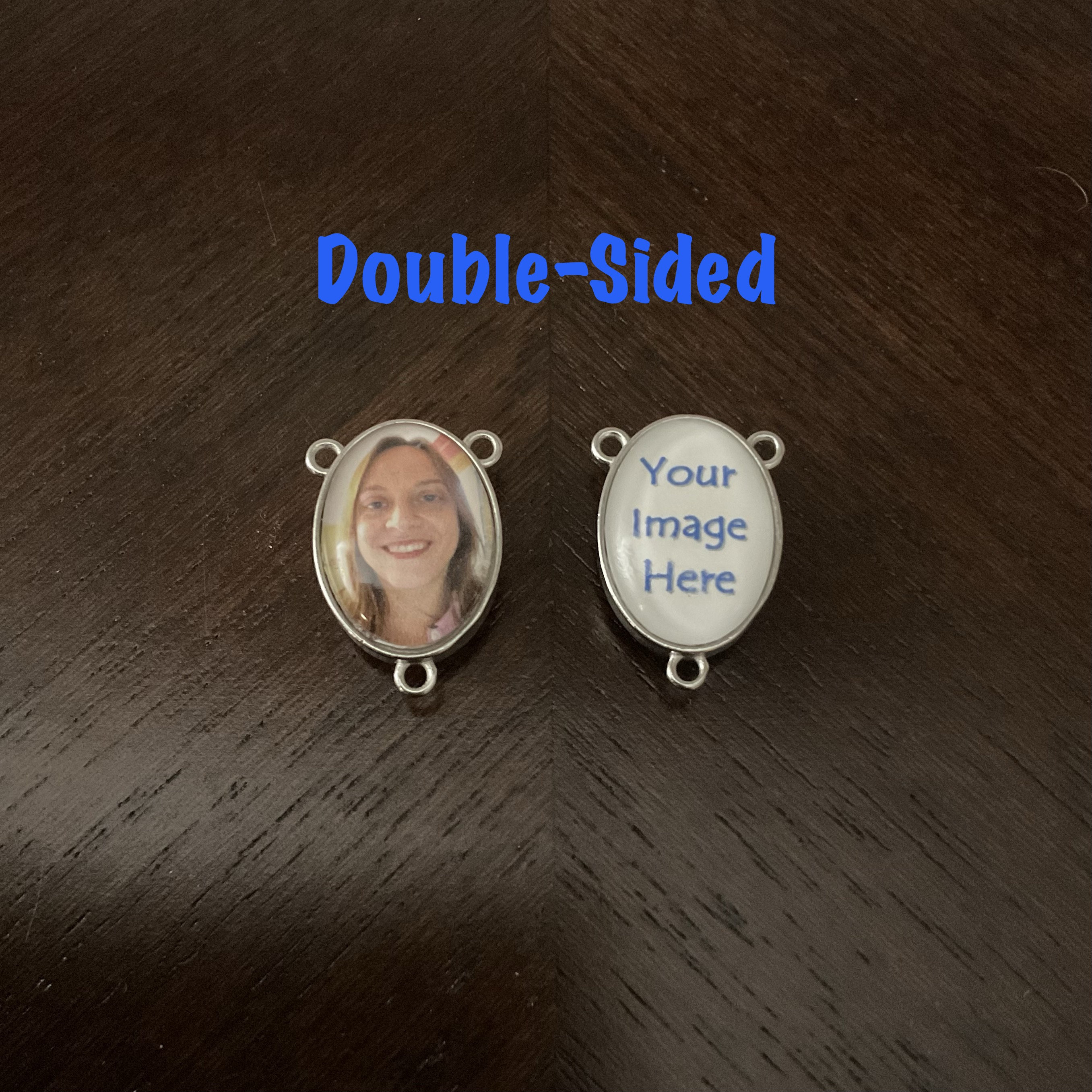 Custom Rosary Parts, Memorial Photo Rosary Charm, Photo Charm Rosary Making, Jewelry Making Photo Connector, Double-sided Rosary Centerpiece