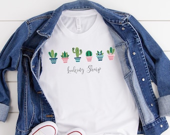 Cactus Plants Tee Shirt | Cute Cactus Tee for Women | Succulent Shirt | Pastel Cactus Shirt | Boho Shirt | Plant T Shirt