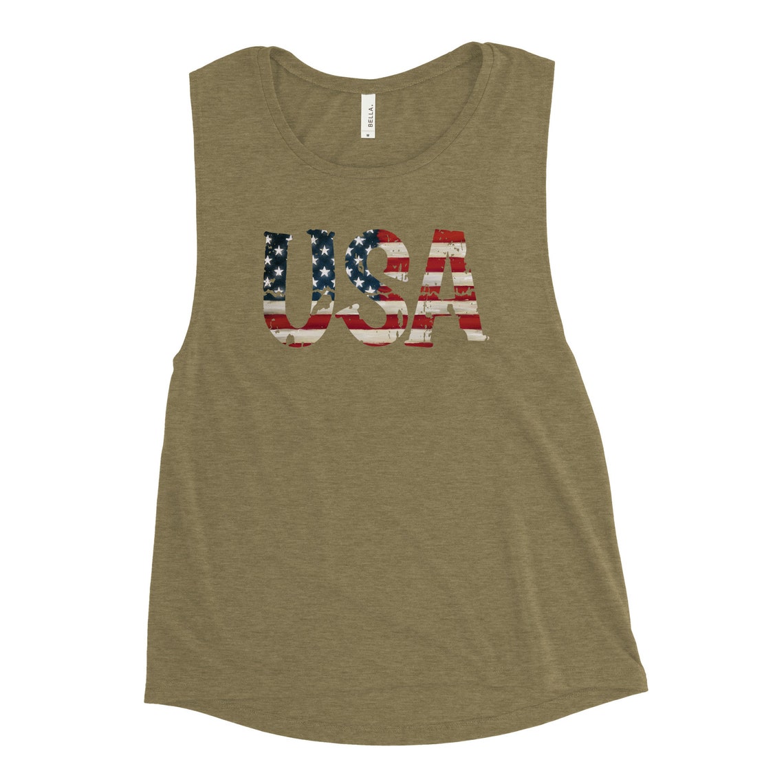 USA Tank Top Patriotic Top US Flag Shirt Ladies Muscle Etsy