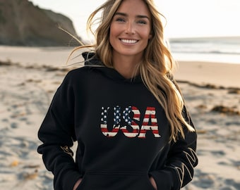USA Hoodie, Fleece Hoodie, Distressed USA Flag Hoodie