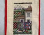 Finished Cross Stitch Piece Amish Working Aida 14 count